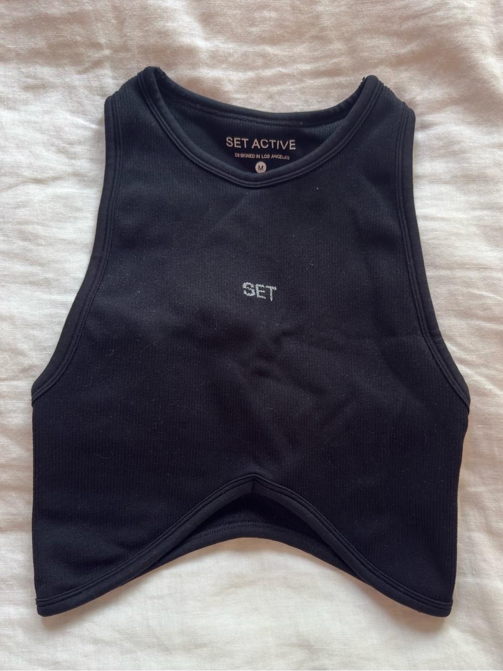 SET Active Black Ribbed High-Neck Crop Tank